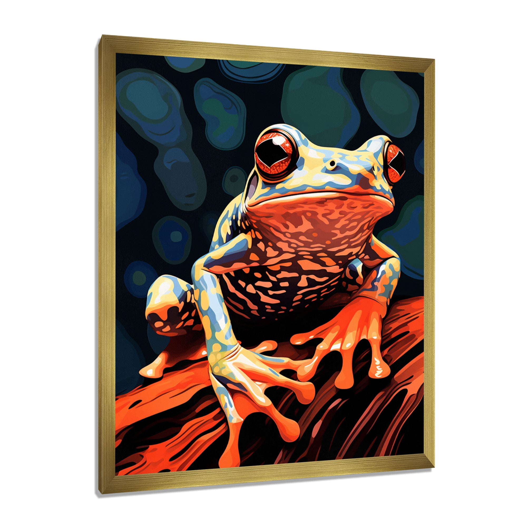 Frog On A Leaf Retro Illustration - Frog Bedroom Wall Art