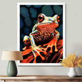 Frog On A Leaf Retro Illustration - Frog Bedroom Wall Art