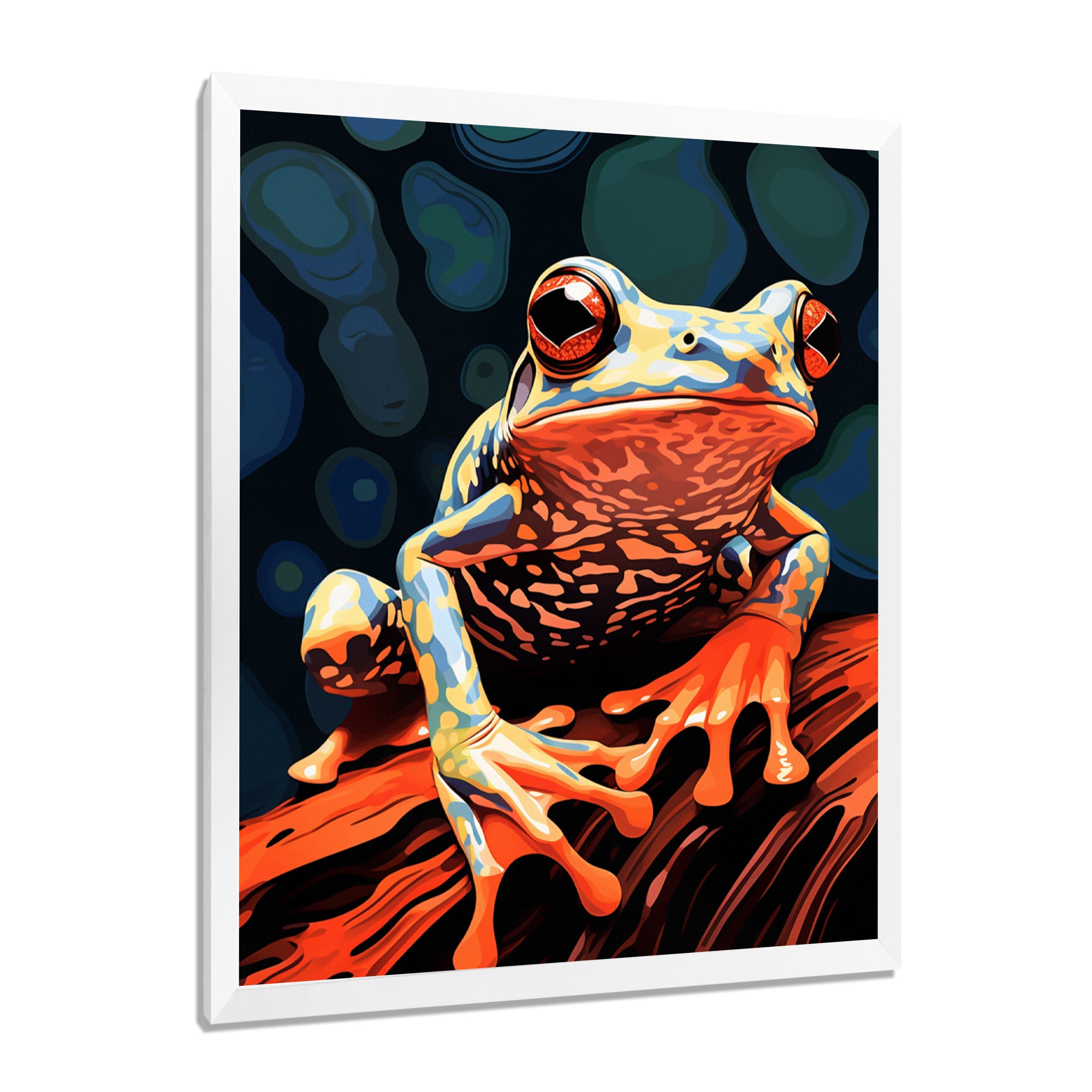 Frog On A Leaf Retro Illustration - Frog Bedroom Wall Art