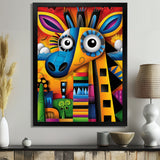 Goofy Giraffe Colorful Retro Abstract - Giraffe Canvas Wall Art