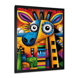 Goofy Giraffe Colorful Retro Abstract - Giraffe Canvas Wall Art