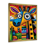 Goofy Giraffe Colorful Retro Abstract - Giraffe Canvas Wall Art