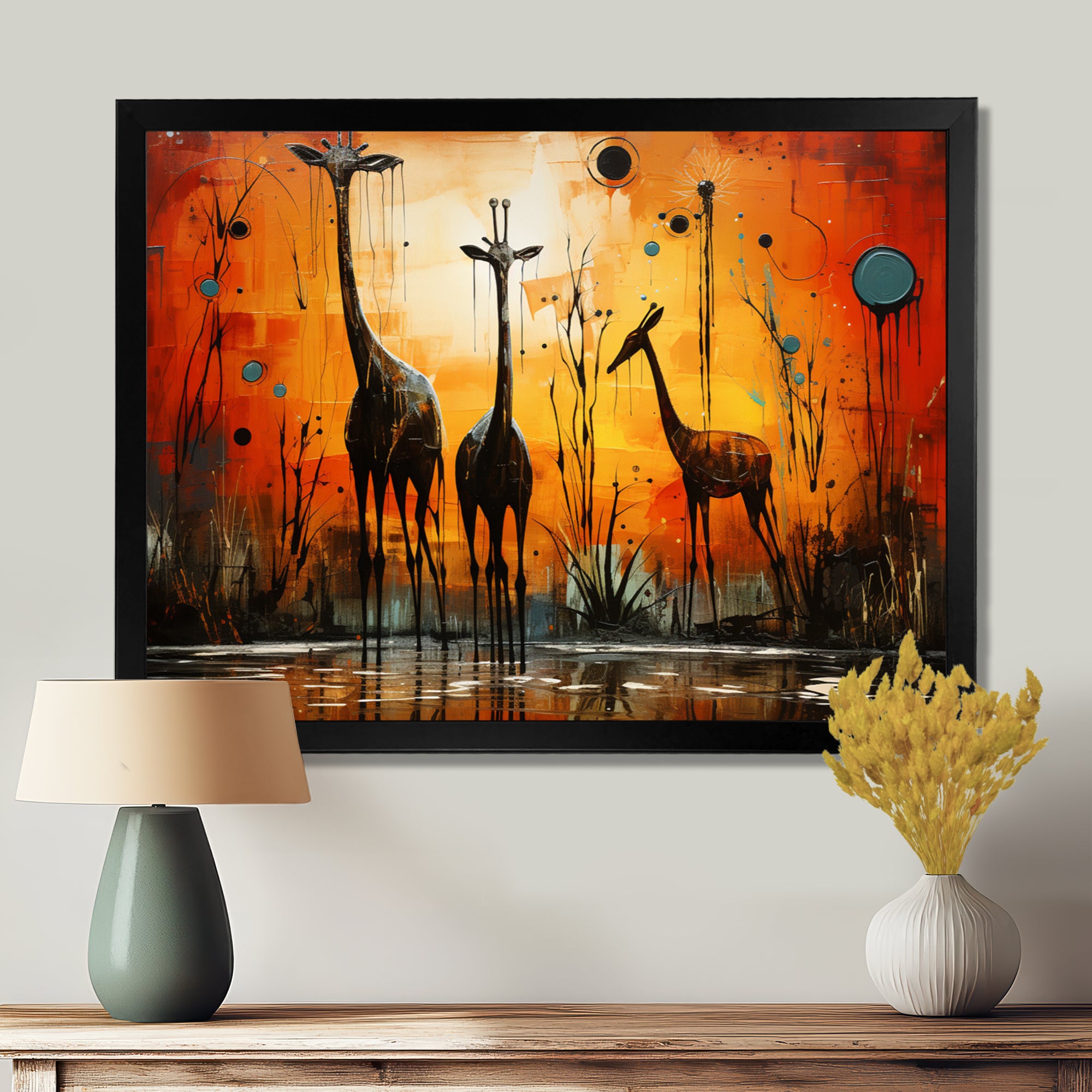 Three Giraffes African Savanne - Giraffe Wall Art Prints