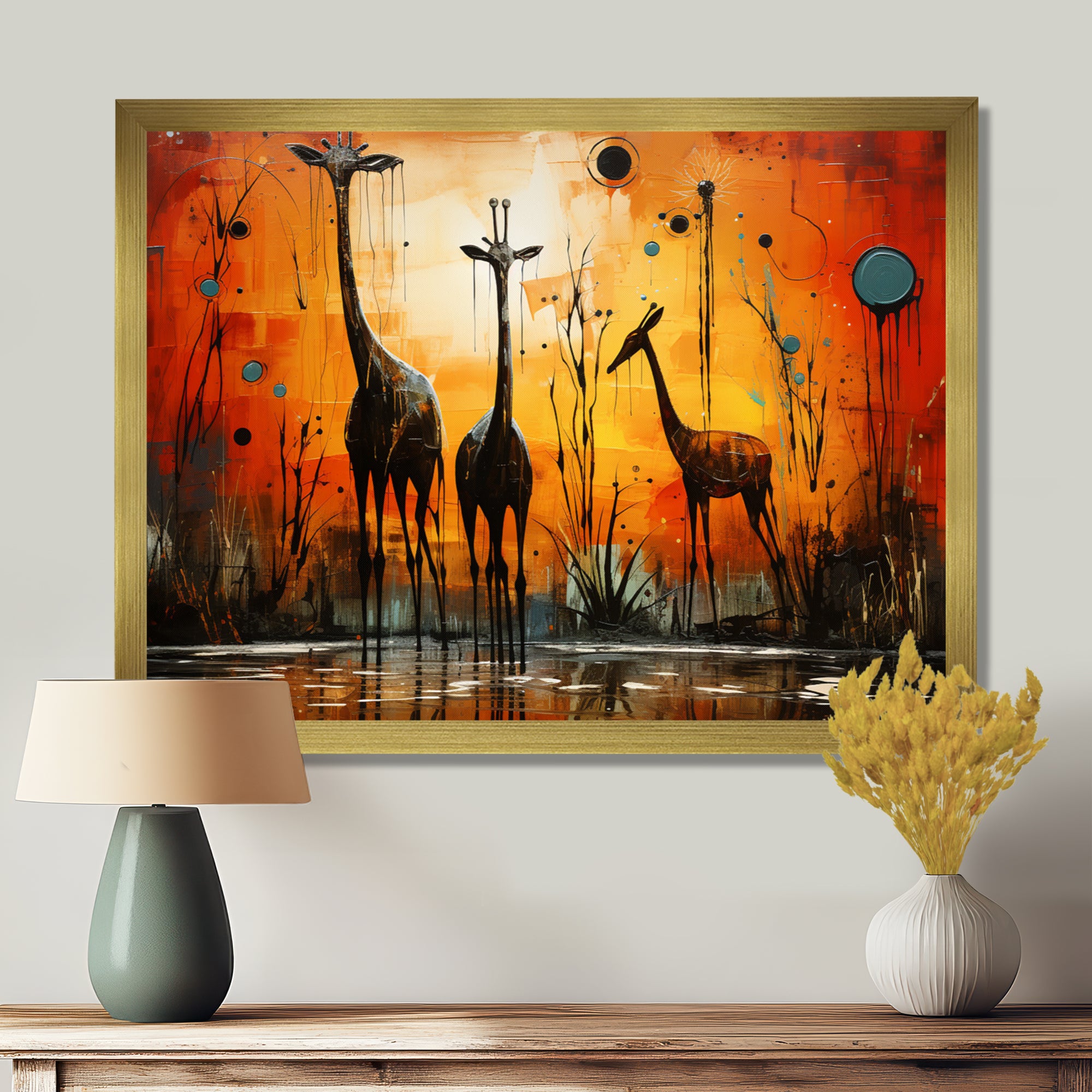 Three Giraffes African Savanne - Giraffe Wall Art Prints