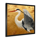 Heron Ready For Liftoff On Gold - White Heron Wall Art