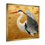 Heron Ready For Liftoff On Gold - White Heron Wall Art