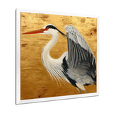 Heron Ready For Liftoff On Gold - White Heron Wall Art