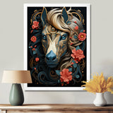 Future Horse Portrait Blooming Flowers - Horse Bedroom Wall Art