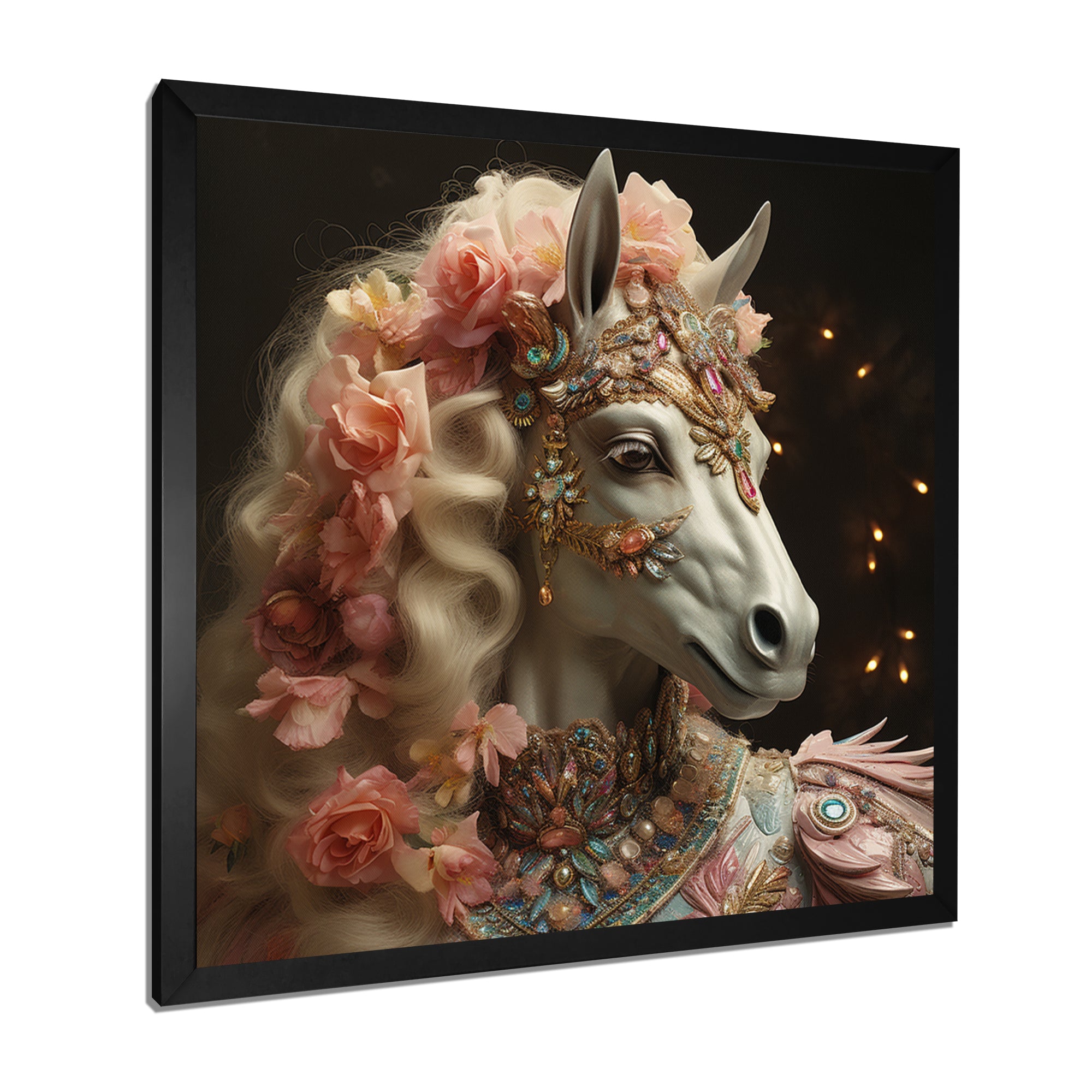 Gracious Horse Retro Glam - Horse Large Canvas Wall Art