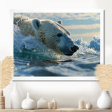 Polar Bear Swimming In Artic Sea - Bear Canvas Wall Art