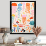 Adorable Jellyfish Retro Illustration - Jellyfish Wall Art Prints