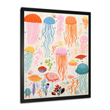 Adorable Jellyfish Retro Illustration - Jellyfish Wall Art Prints