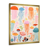 Adorable Jellyfish Retro Illustration - Jellyfish Wall Art Prints