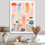 Adorable Jellyfish Retro Illustration - Jellyfish Wall Art Prints