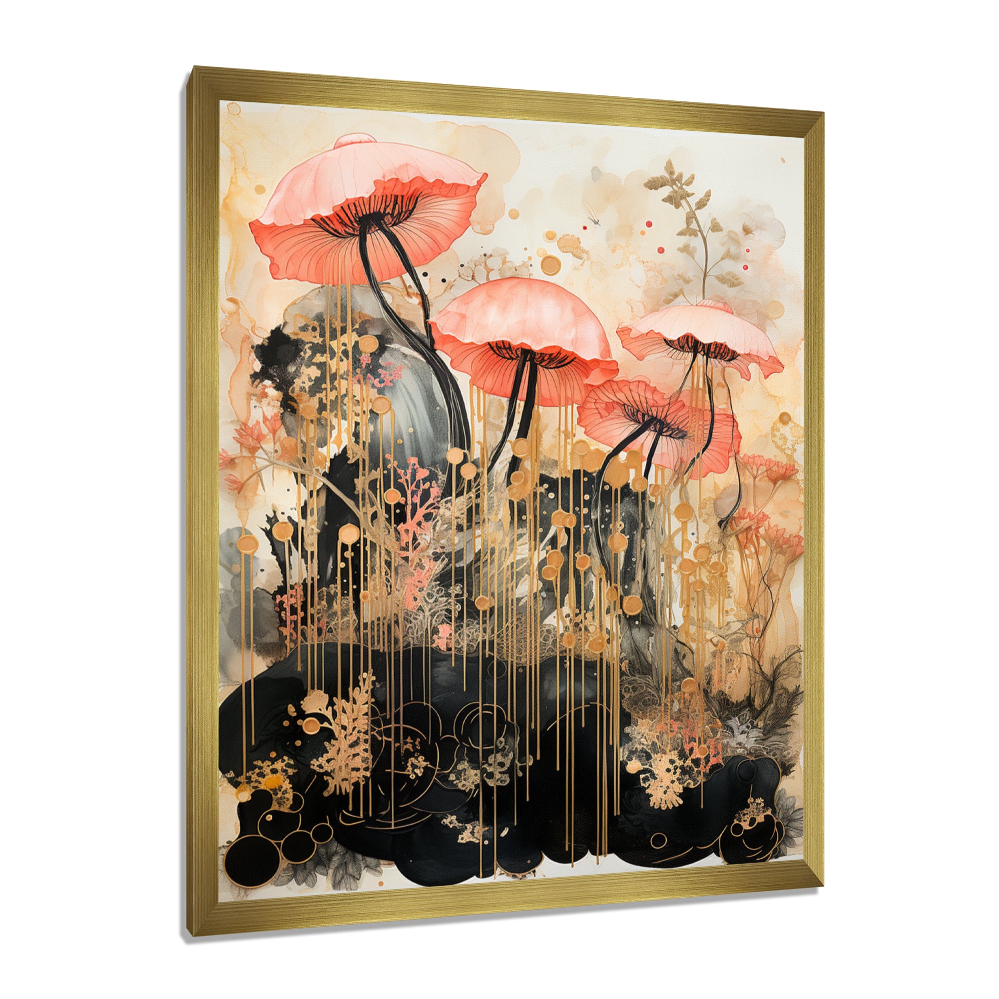 Pink Jellyfish Vintage Collage - Pink Jellyfish Wall Art