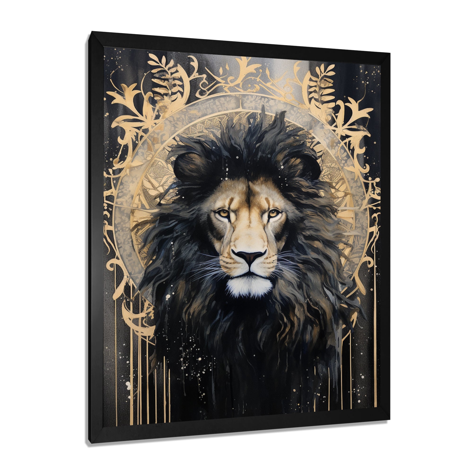 Majestic Lion Retro Collage - Lion Framed Canvas Art