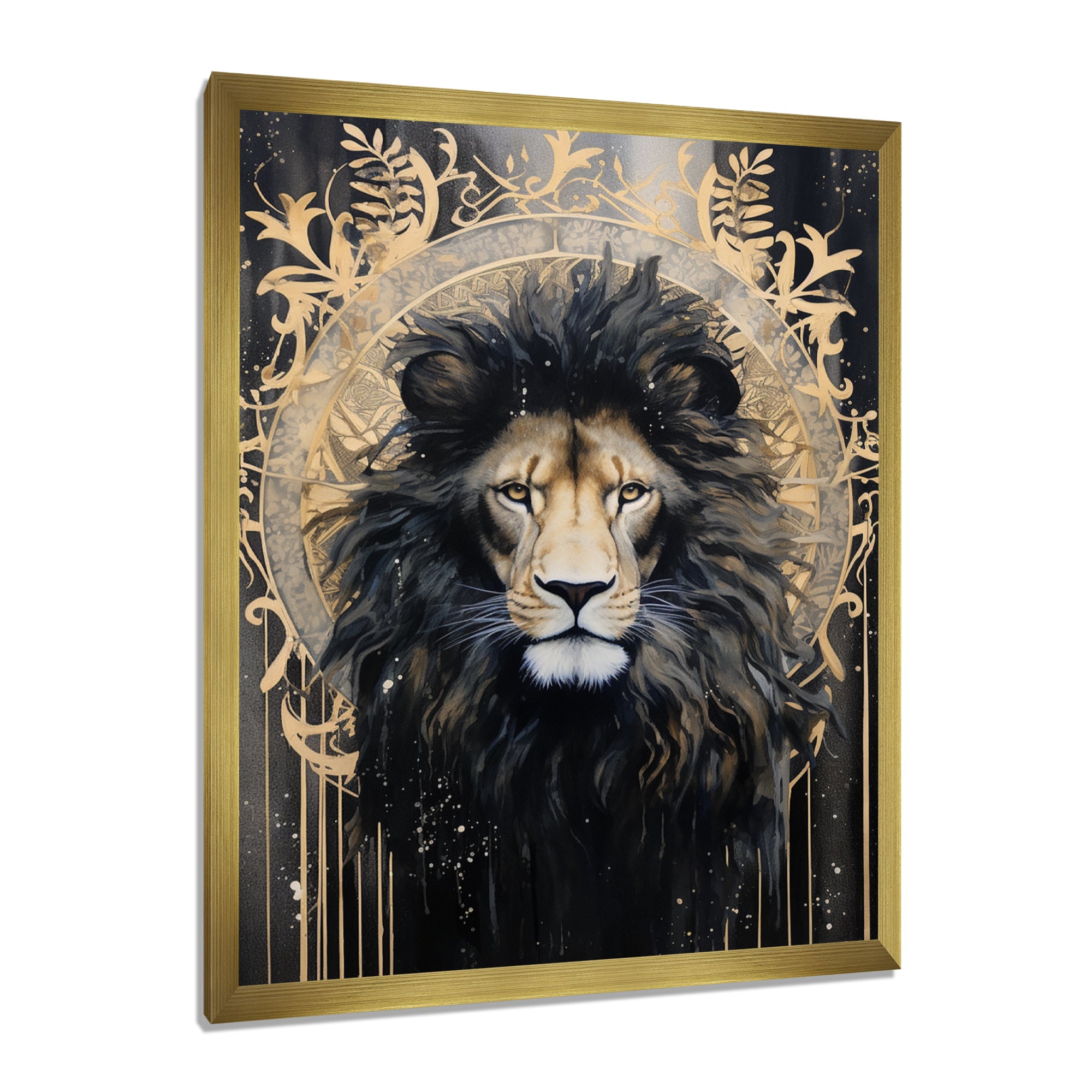 Majestic Lion Retro Collage - Lion Framed Canvas Art