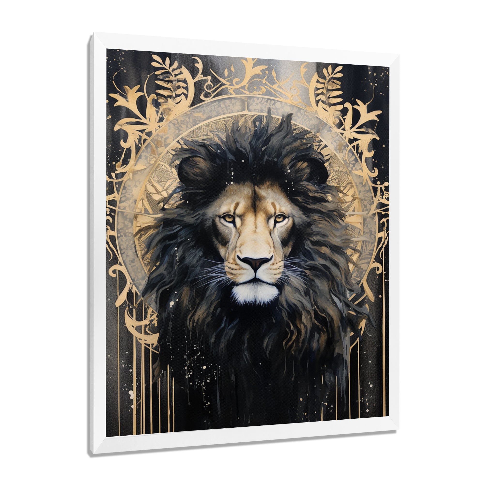 Majestic Lion Retro Collage - Lion Framed Canvas Art
