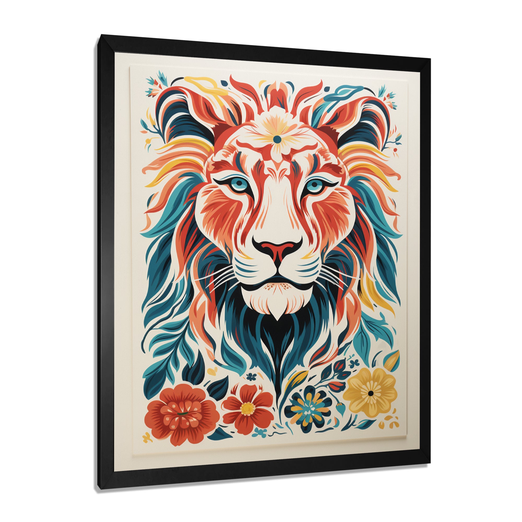 Multi-color LION GRAPHIC - Lion Bedroom Wall Art