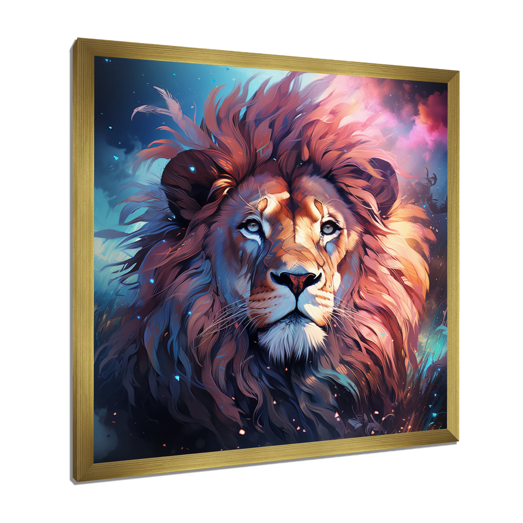Majestic Lion Wild Night Glory - Lion Canvas Wall Art