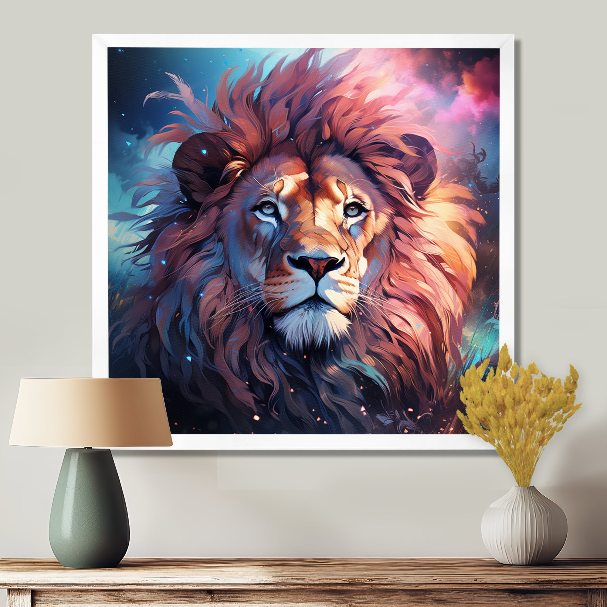 Majestic Lion Wild Night Glory - Lion Canvas Wall Art