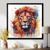 Colorful Lion On White - Lion Canvas Wall Art
