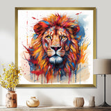 Colorful Lion On White - Lion Canvas Wall Art