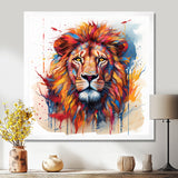 Colorful Lion On White - Lion Canvas Wall Art