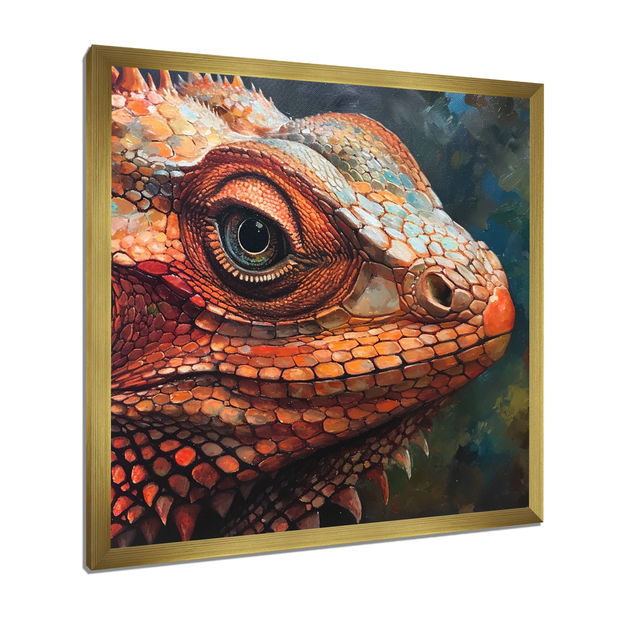 Smirky Red Lizard Portrait - Lizard Wall Art Prints