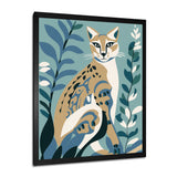 Lynx Portrait Faded Retro Blue Illustration - Brown Cat Wall Art