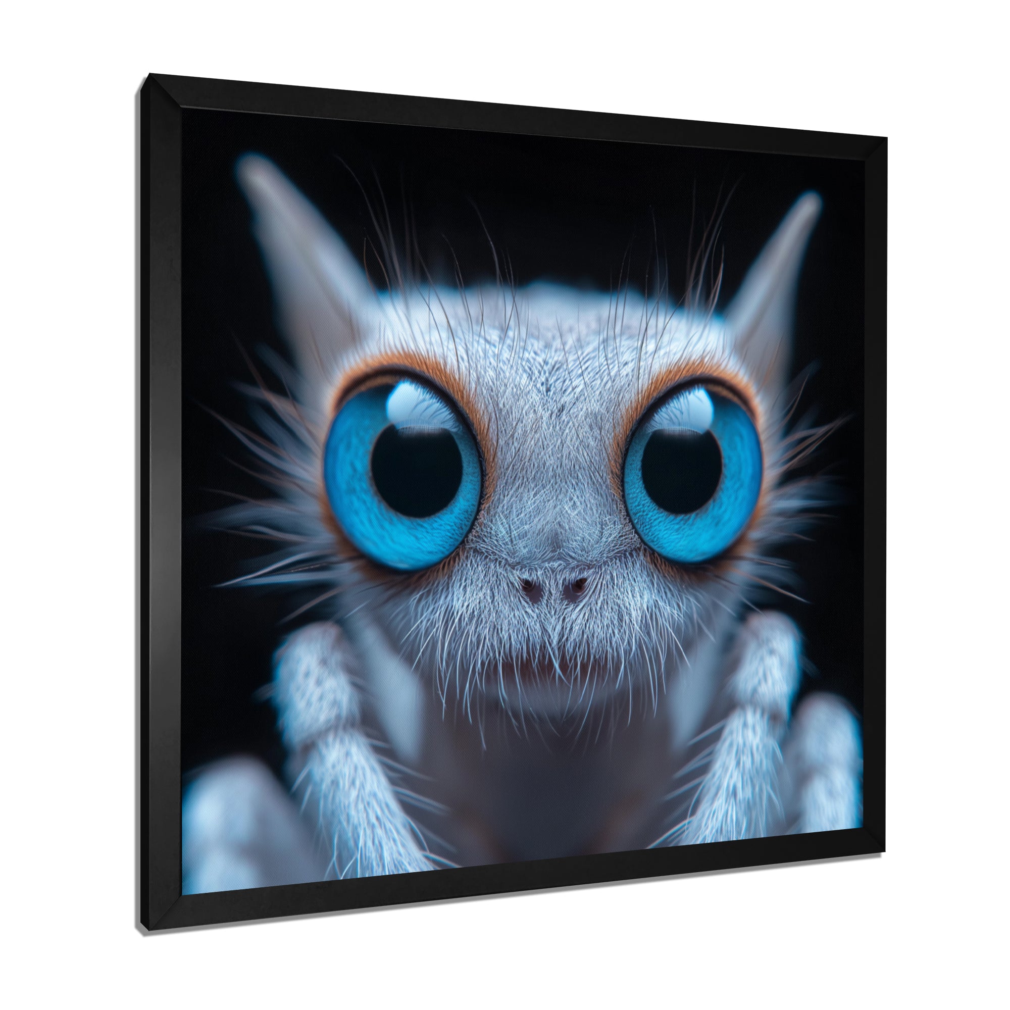 Macro Close-up Of Cute Spider Creature - Insects & Bugs Framed Canvas Art