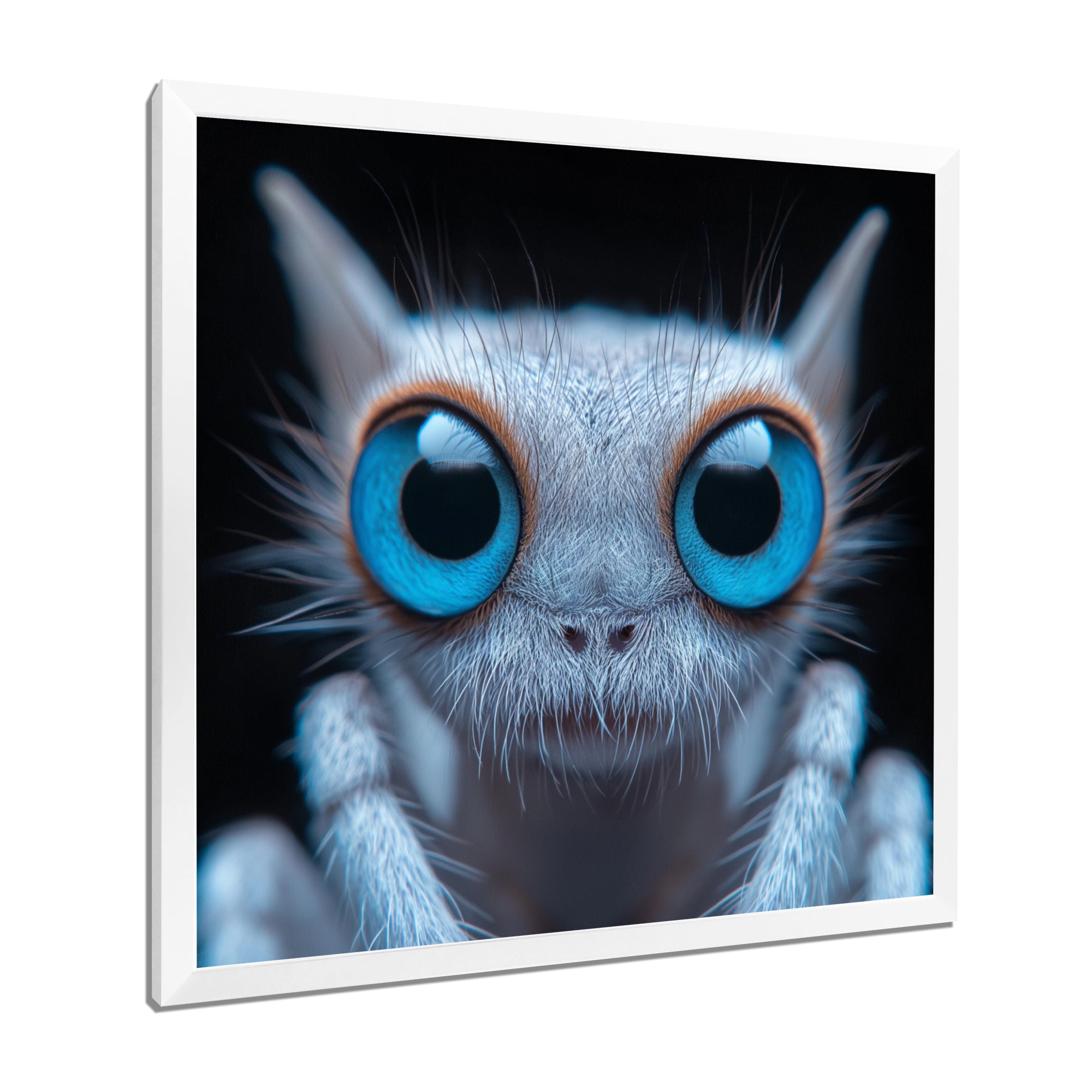 Macro Close-up Of Cute Spider Creature - Insects & Bugs Framed Canvas Art