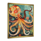 Flowerful Octopus Deep Sea Boho Vintage - Octopus Living Room Wall Art