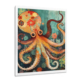 Flowerful Octopus Deep Sea Boho Vintage - Octopus Living Room Wall Art