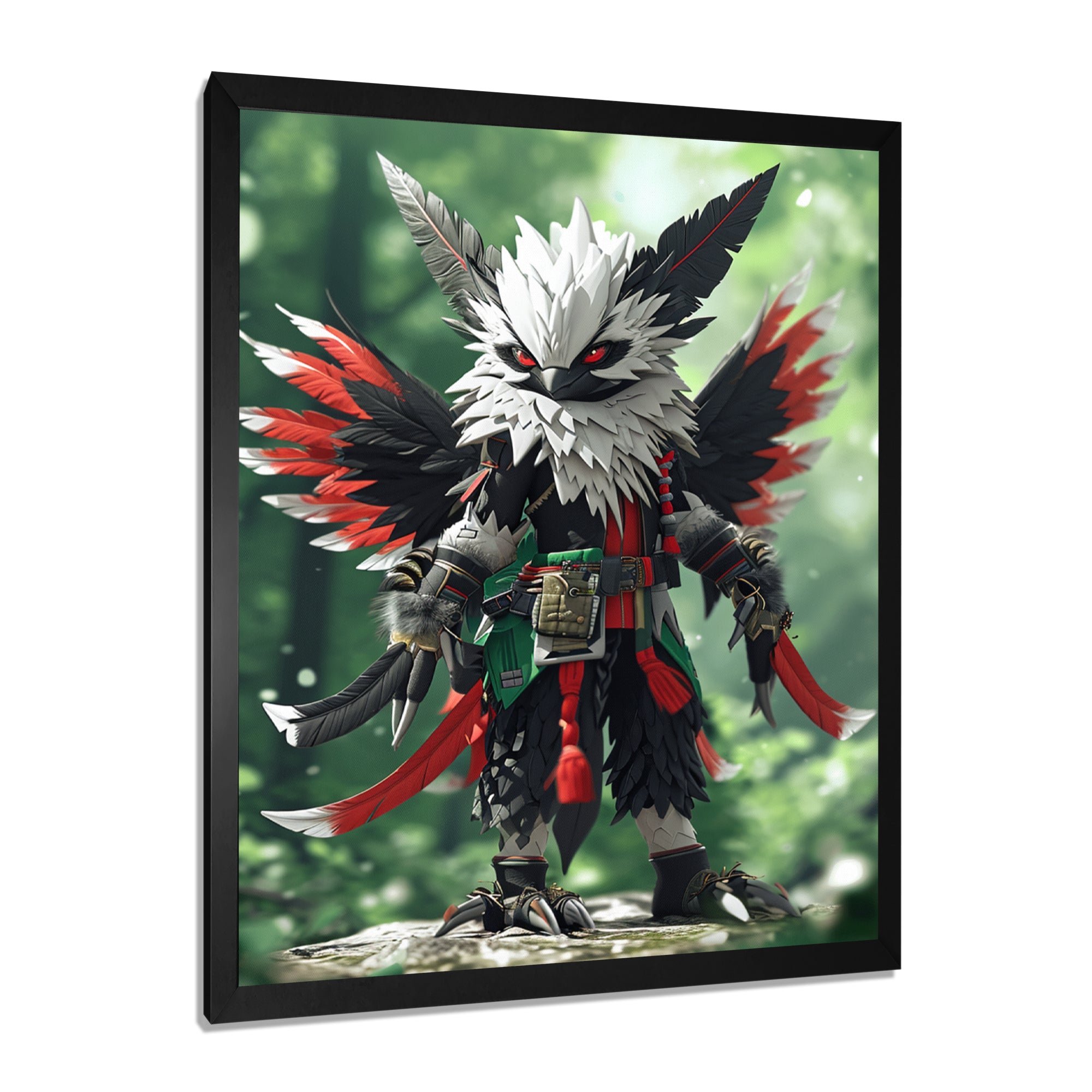 White Owl Feathered Fantasy Warrior - Owl Bedroom Wall Art