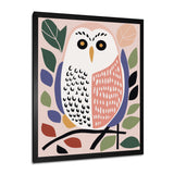 Playful Graphic White Owl Retro Colors - Owl Canvas Wall Art