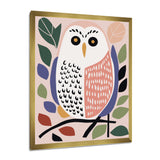 Playful Graphic White Owl Retro Colors - Owl Canvas Wall Art