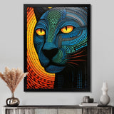 Blue Abstract Portrait Of Black Panther - Panther Wall Art Prints