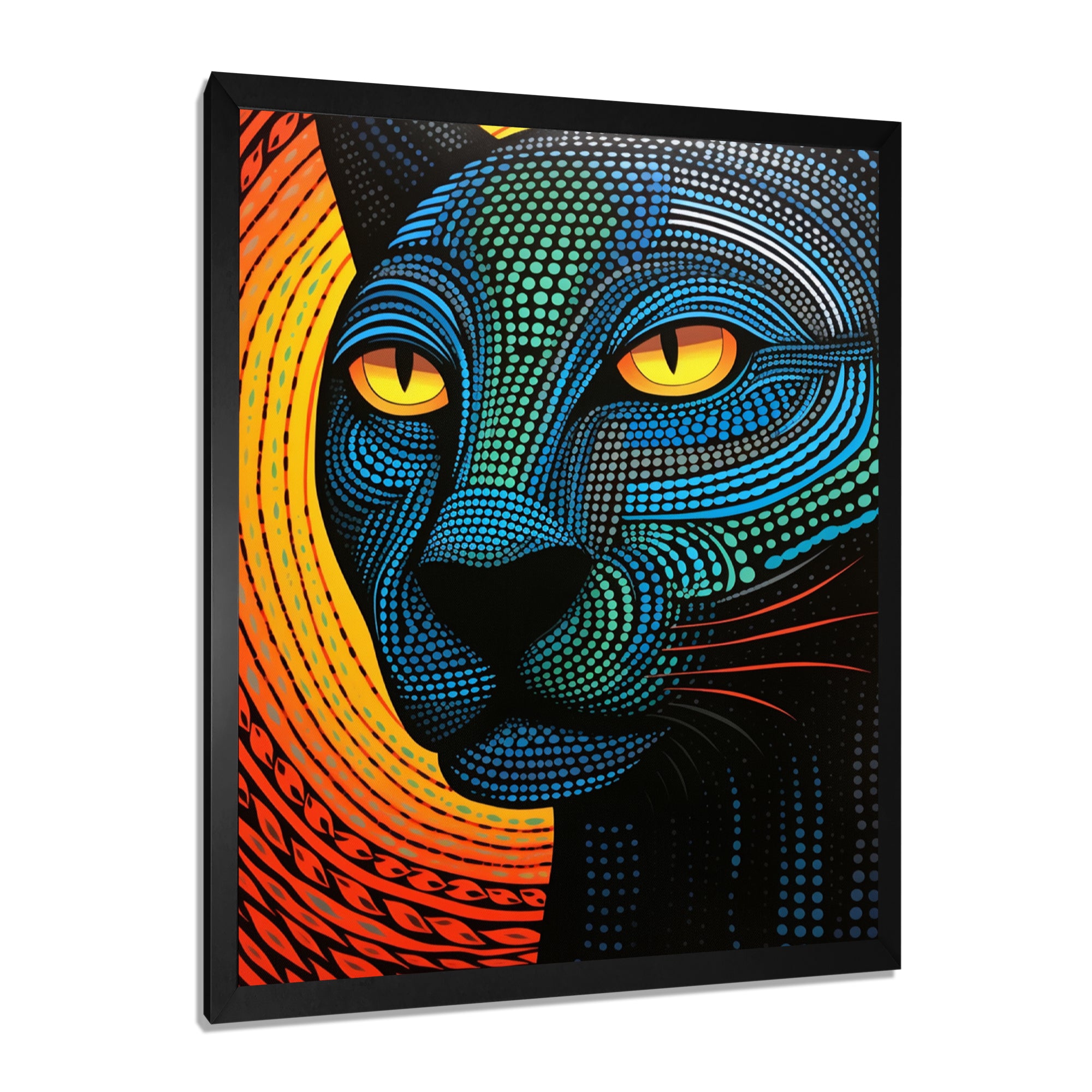 Blue Abstract Portrait Of Black Panther - Panther Wall Art Prints