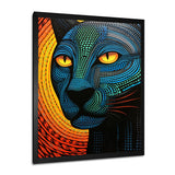 Blue Abstract Portrait Of Black Panther - Panther Wall Art Prints