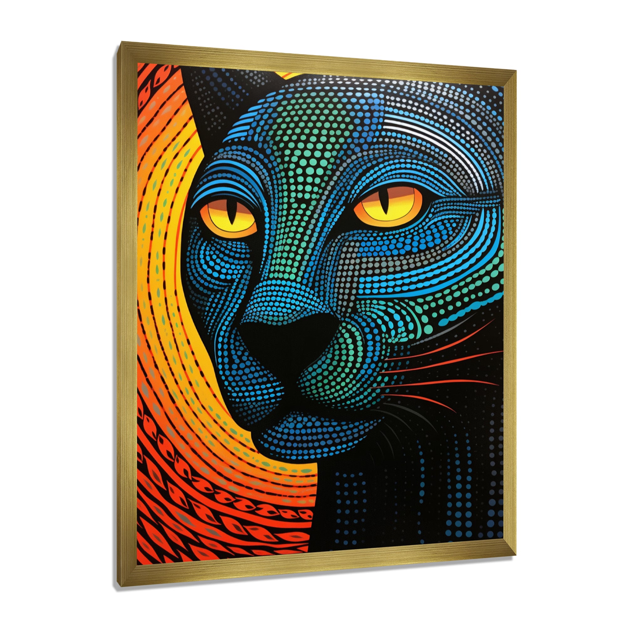 Blue Abstract Portrait Of Black Panther - Panther Wall Art Prints