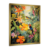 Colorful Birds In Flowery Tropical Jungle - Bird Floral Living Room Wall Art