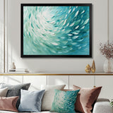 Green Turquoise Boho Feather Wave - Feathers Home Decor Art