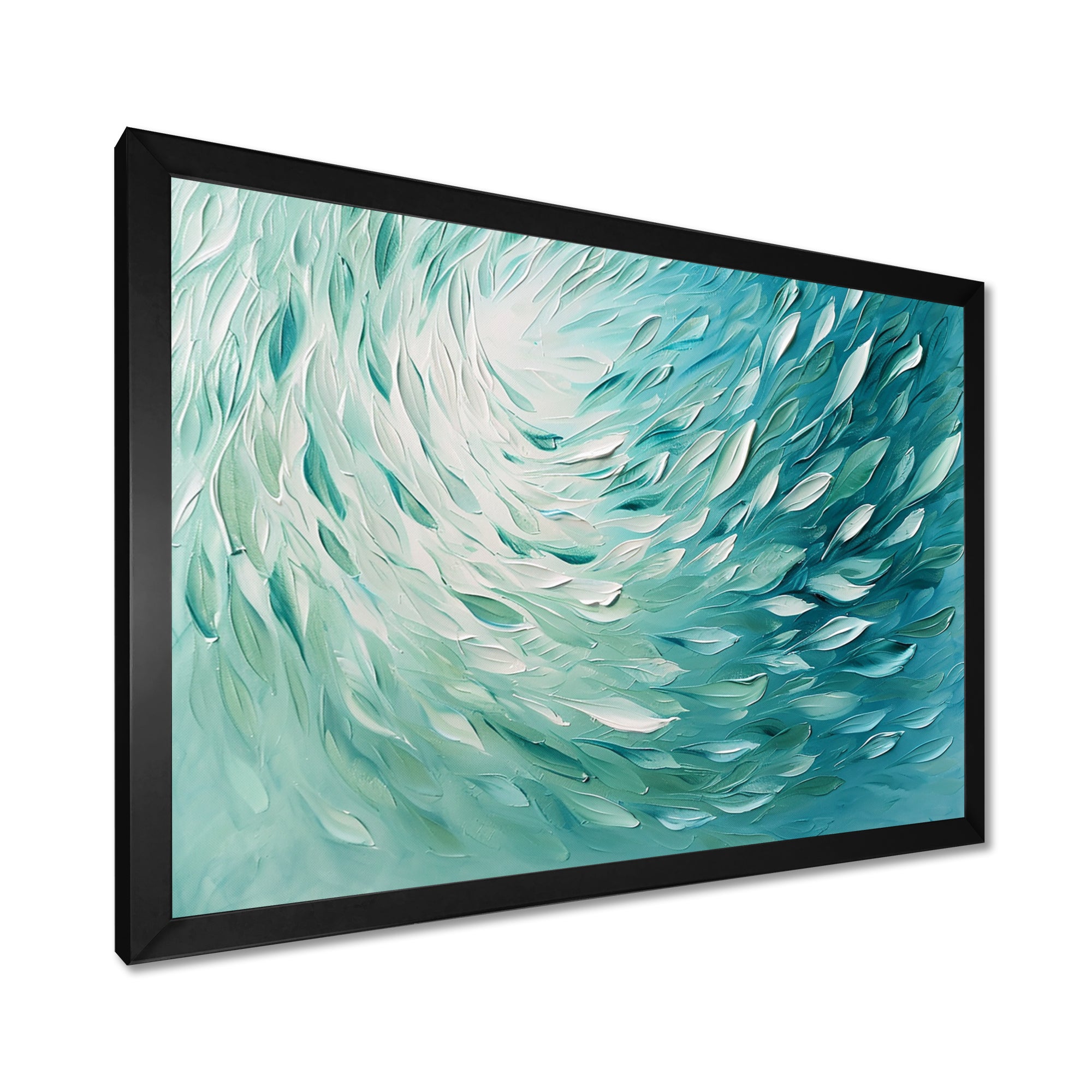 Green Turquoise Boho Feather Wave - Feathers Home Decor Art