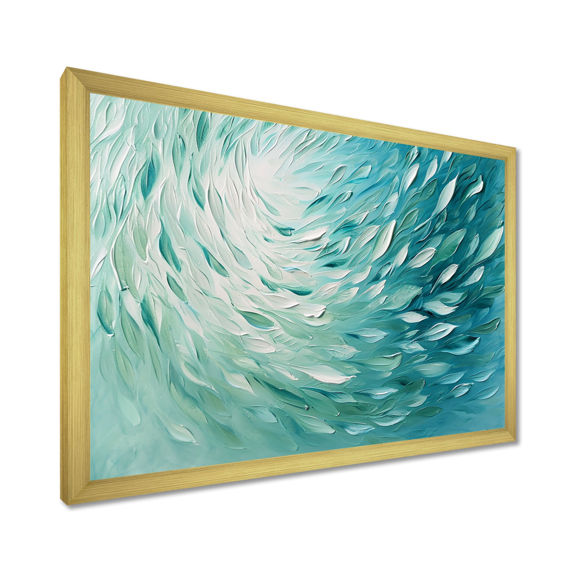 Green Turquoise Boho Feather Wave - Feathers Home Decor Art