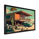 Green Car Mid Century Retro Architecture - Car Exotic Canvas Wall Art