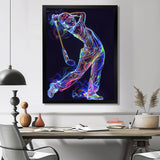 Neon Gold Player Striking - Sport Golf Canvas Wall Art