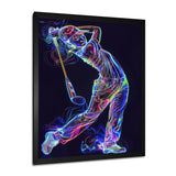 Neon Gold Player Striking - Sport Golf Canvas Wall Art