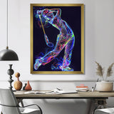 Neon Gold Player Striking - Sport Golf Canvas Wall Art