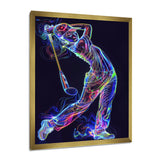 Neon Gold Player Striking - Sport Golf Canvas Wall Art